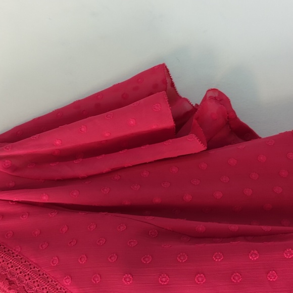 Torrid Peplum Chiffon Clip Dot Lace Inset Top - Picture 10 of 16